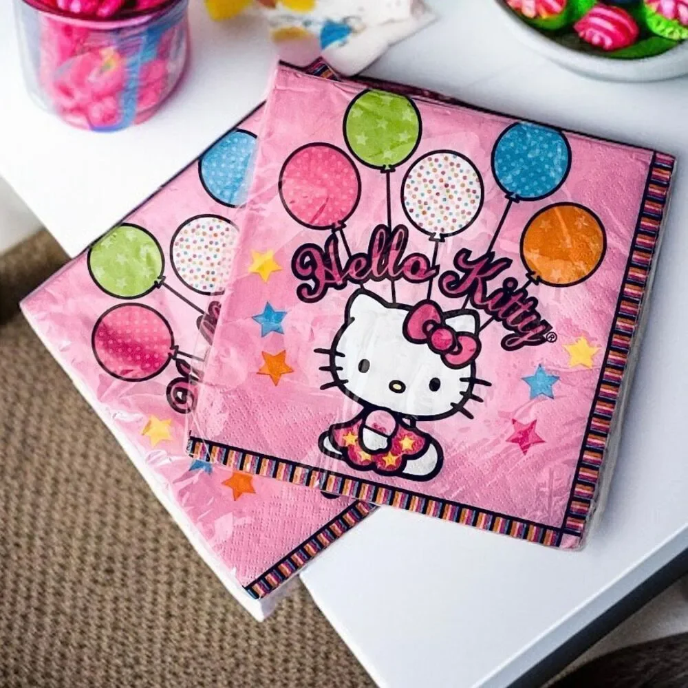 NWT Sanrio 32 Pink HELLO KITTY Balloons 16 Pack(x2) 2 Ply Birthday Paper Napkins